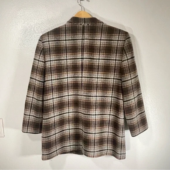 Pendleton womens medium Originals Plaid Blazer Jacket Wool W Brown & Beige